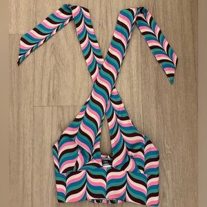 Colorful Criss Cross Halter Neck Shirt. Zara Size Small.